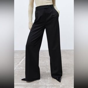 ZARA | NWT Wide Leg Menswear Style Pants - Black Size XS